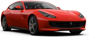 Red Ferrari G T C4 Lusso Side View PNG image