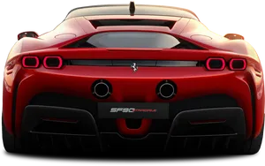 Red Ferrari S F90 Stradale Rear View PNG image