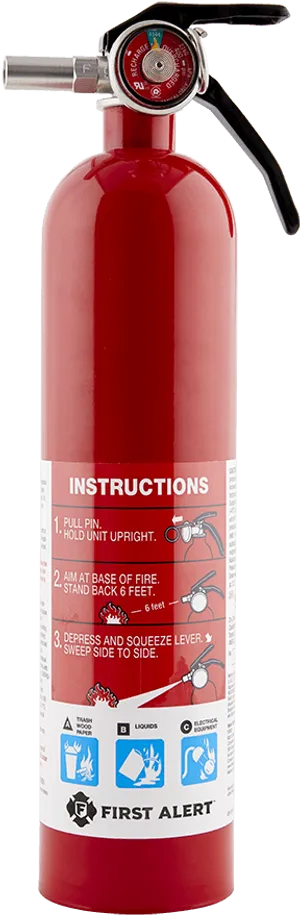 Red Fire Extinguisher First Alert PNG image