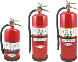 Red Fire Extinguishers Trio PNG image