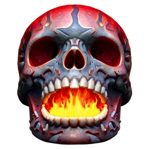 Red Fire Skull Image PNG Tht