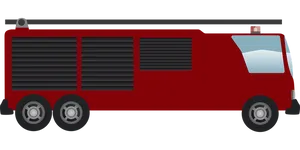 Red Fire Truck Side View Vector