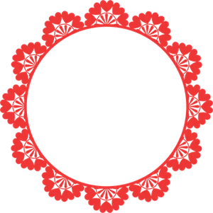 Red Floral Circle Frame
