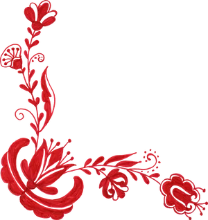 Red Floral Corner Design PNG image