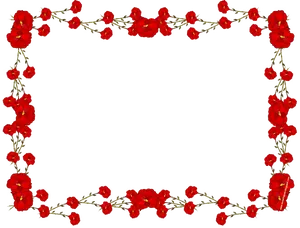 Red Floral Frameon Black Background PNG image