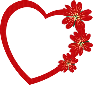 Red Floral Heart Frame PNG image