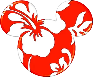 Red Floral Mickey Mouse Design PNG image