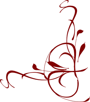Red Floral Swirlson Black Background PNG image