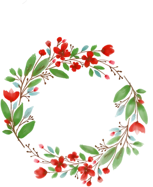 Red Floral Wreath Illustration.png PNG