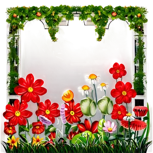 Red Flower Garden Scene PNG 52 PNG