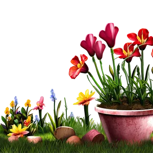 Red Flower Garden Scene Png Vkr PNG image