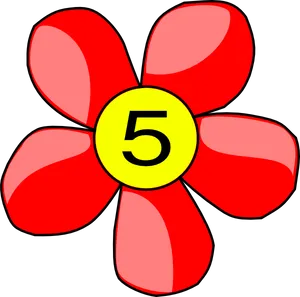 Red Flower Number Five PNG image