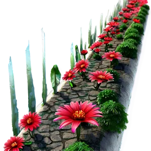 Red Flowers Garden Path Png 06122024 PNG image