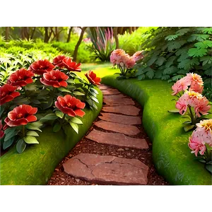 Red Flowers Garden Path Png 91 PNG image