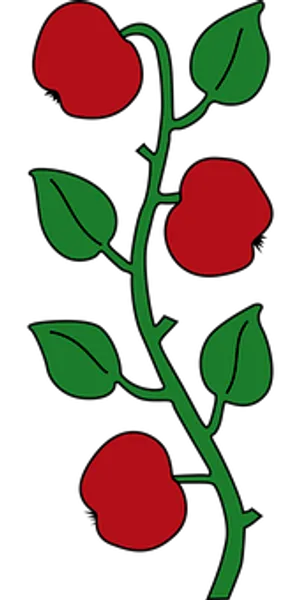 Red Flowers Green Stem Silhouette PNG image