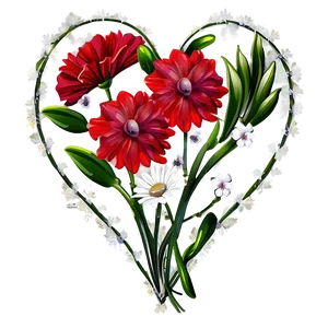 Red Flowers Heart PNG Stq77 PNG