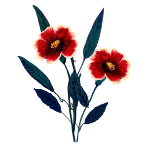 Red Flowers Vintage PNG Sle PNG