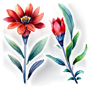 Red Flowers Watercolor PNG 06122024 PNG