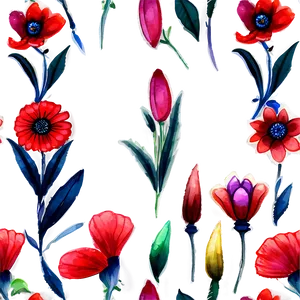 Red Flowers Watercolor PNG 06122024