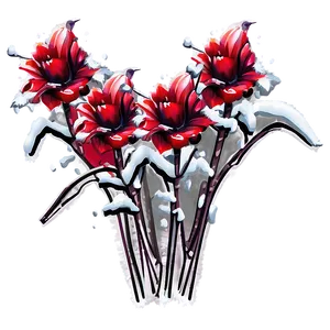 Red Flowers Winter Theme PNG Aqo11 PNG