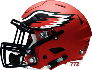 Red Football Helmet Wing Design772 PNG