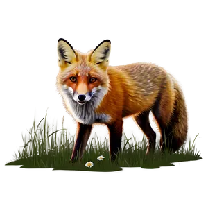 Red Fox In Grass PNG Yji PNG