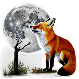 Red Fox In Moonlight Png Wen64 PNG image