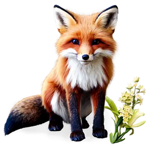 Red Fox With Flowers Png 73 PNG image