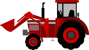 Red Front Loader Tractor Graphic PNG image