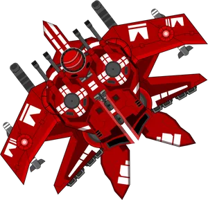 Red Futuristic Spaceship Vector