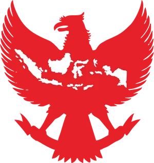 Red Garuda Silhouette Indonesia Map PNG image