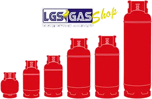 Red Gas Cylinders Size Comparison Chart PNG image