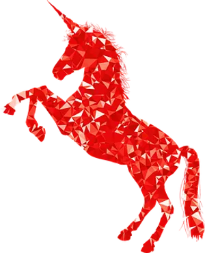 Red Geometric Unicorn Art