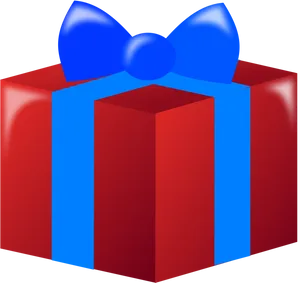Red Gift Box Blue Ribbon PNG