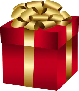 Red Gift Box Golden Ribbon PNG image