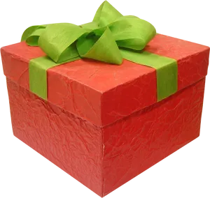 Red Gift Box Green Ribbon PNG image