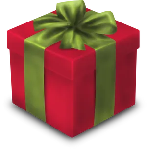 Red Gift Box Green Ribbon PNG image