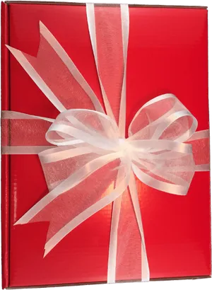 Red Gift Box White Ribbon PNG image