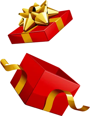 Red Gift Boxwith Golden Ribbon