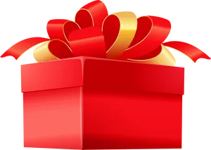 Red Gift Boxwith Golden Ribbon PNG image