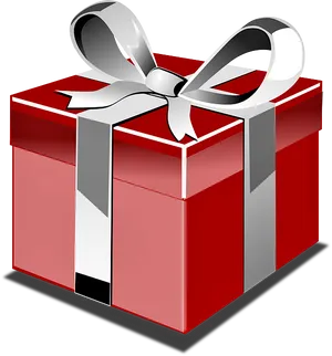 Red Gift Boxwith Silver Ribbon PNG image