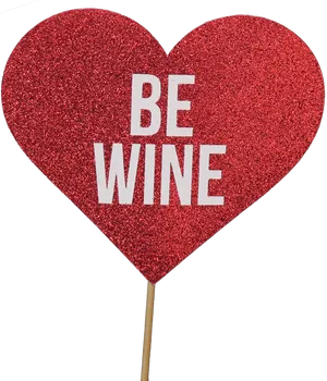 Red Glitter Heart Sign Be Wine PNG image