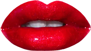 Red Glitter Lips Closeup PNG image
