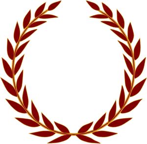 Red Gold Laurel Wreath Graphic PNG image