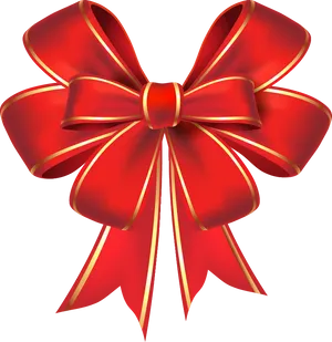 Red Golden Bow Illustration.png PNG