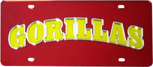 Red Gorillas License Plate PNG image