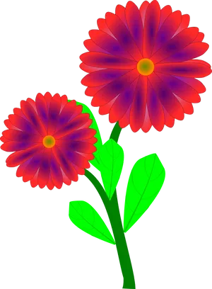 Red Gradient Flower Clipart PNG
