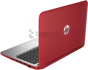 Red H P Laptop Back View PNG image