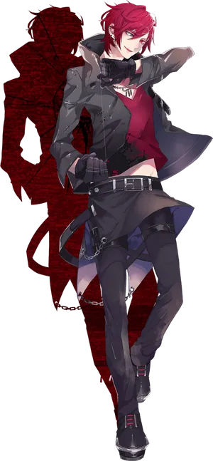 Red Haired Anime Boy Stylish Outfit