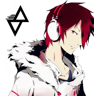 Red Haired Anime Boywith Headphones